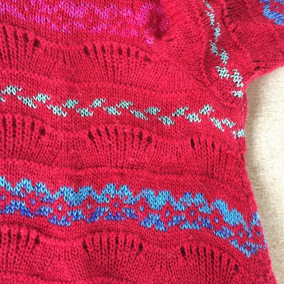 Free People Fair Isle Sweater Top Red Valentines - Picture 8 of 9